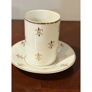 Lefton China Gold Fleur‑de‑Lis Smoking Set - 1028 Saucer & Cigarette Holder